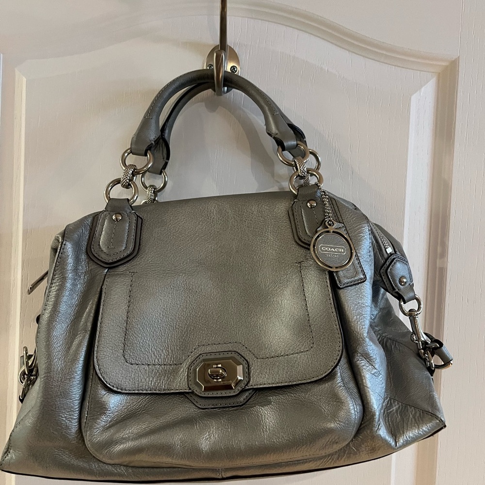 Coach Shimmering Silver Satchel